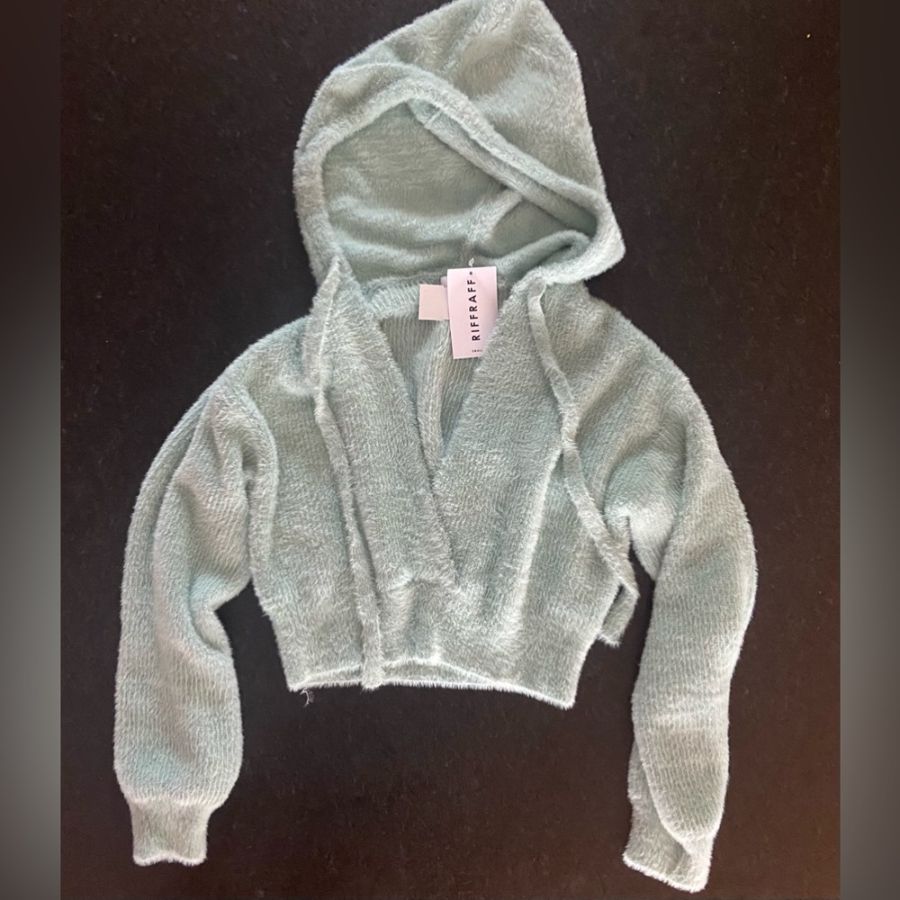 RIFFRAFF Sea Foam Green Lush sweater, size small. Ultra Soft